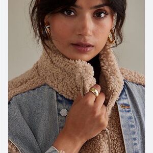 Blank NYC Anthropologie Bershka Blue Jean Jacket with Cream Collar